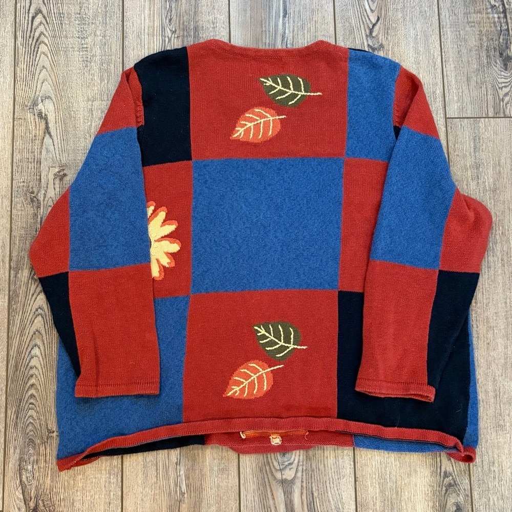 CJ Banks Hand Embroidered Colorblock Plus Size Sweater 2X Cottagecore Knit - Picture 10 of 11
